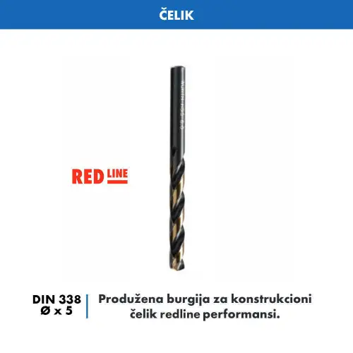 HSS spiralna burgija za čelik Red Line