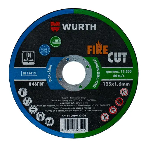 Fotografija Rezna ploča Wurth Fire Cut - Inox/Čelik